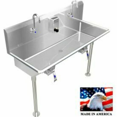 BEST SHEET METAL. BSM Inc. Stainless Steel Sink, 2 Station w/Knee Operated Faucets Straight Legs 48" L X 20" W X 8" D 021K48208L